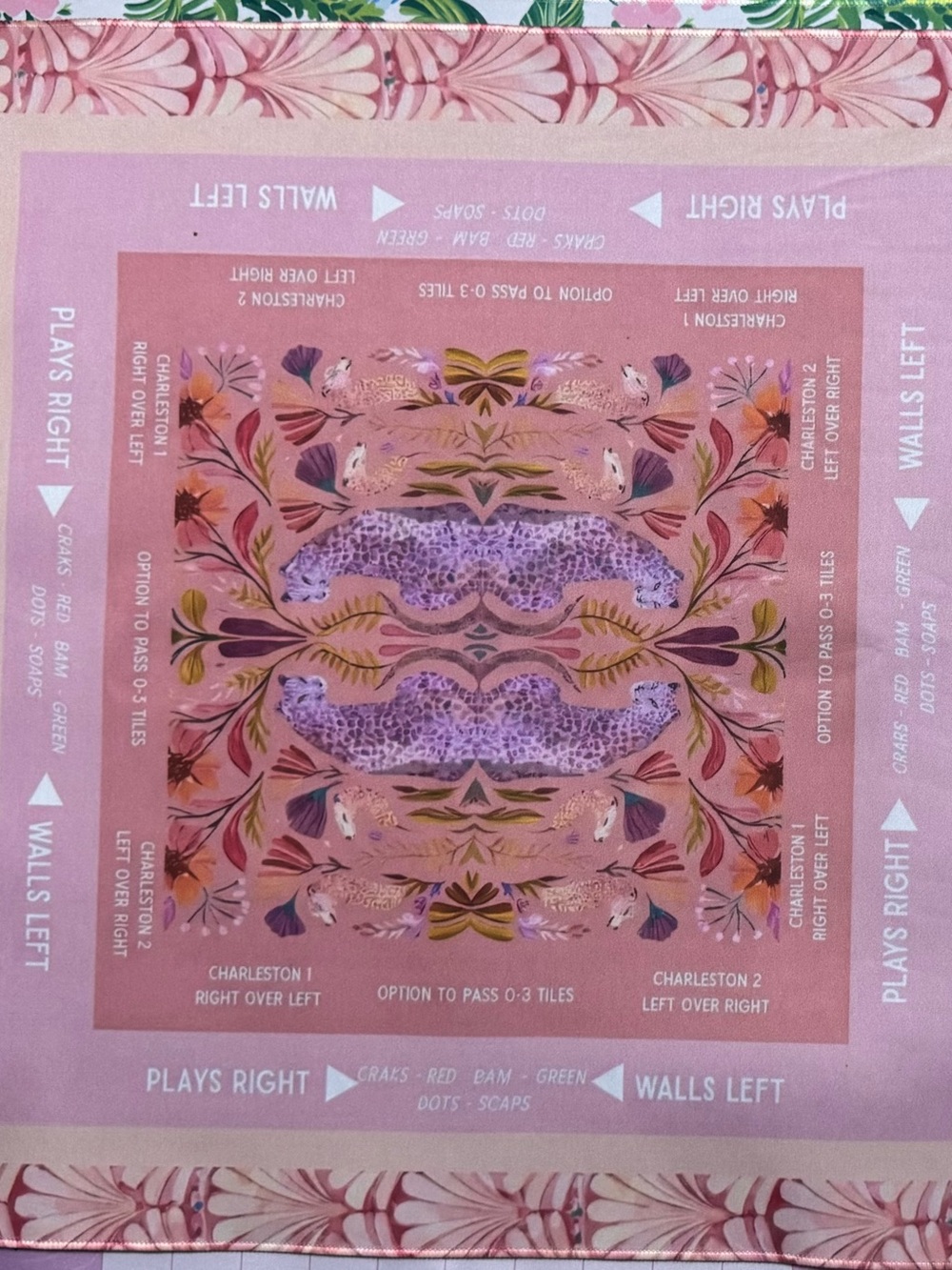 Floral Leopard Mahjong Mat in Pink